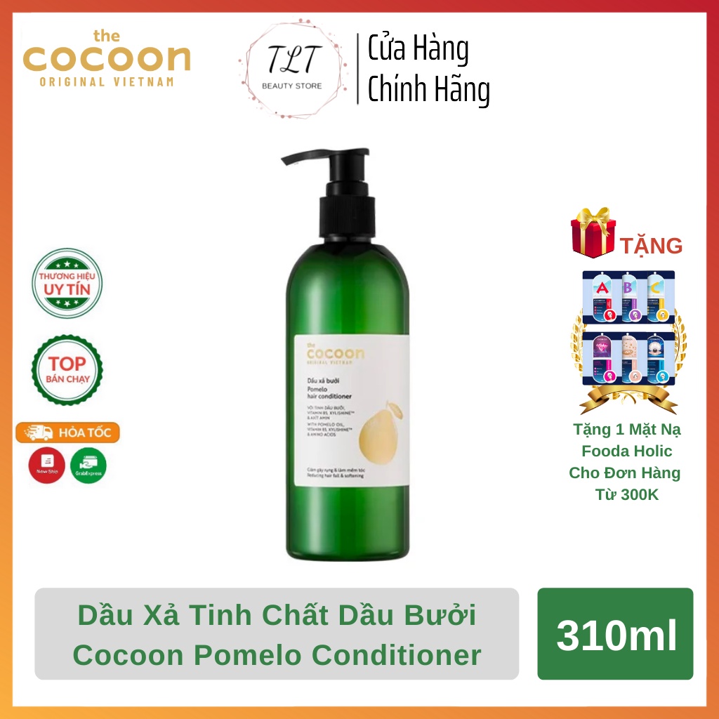 Dầu Xả Phục Hồi Tóc Tinh Chất Bưởi Thiên Nhiên Pomelo Cocoon Giúp Tóc Mềm Mượt Giảm Gãy Rụng Chính Hãng 310ml