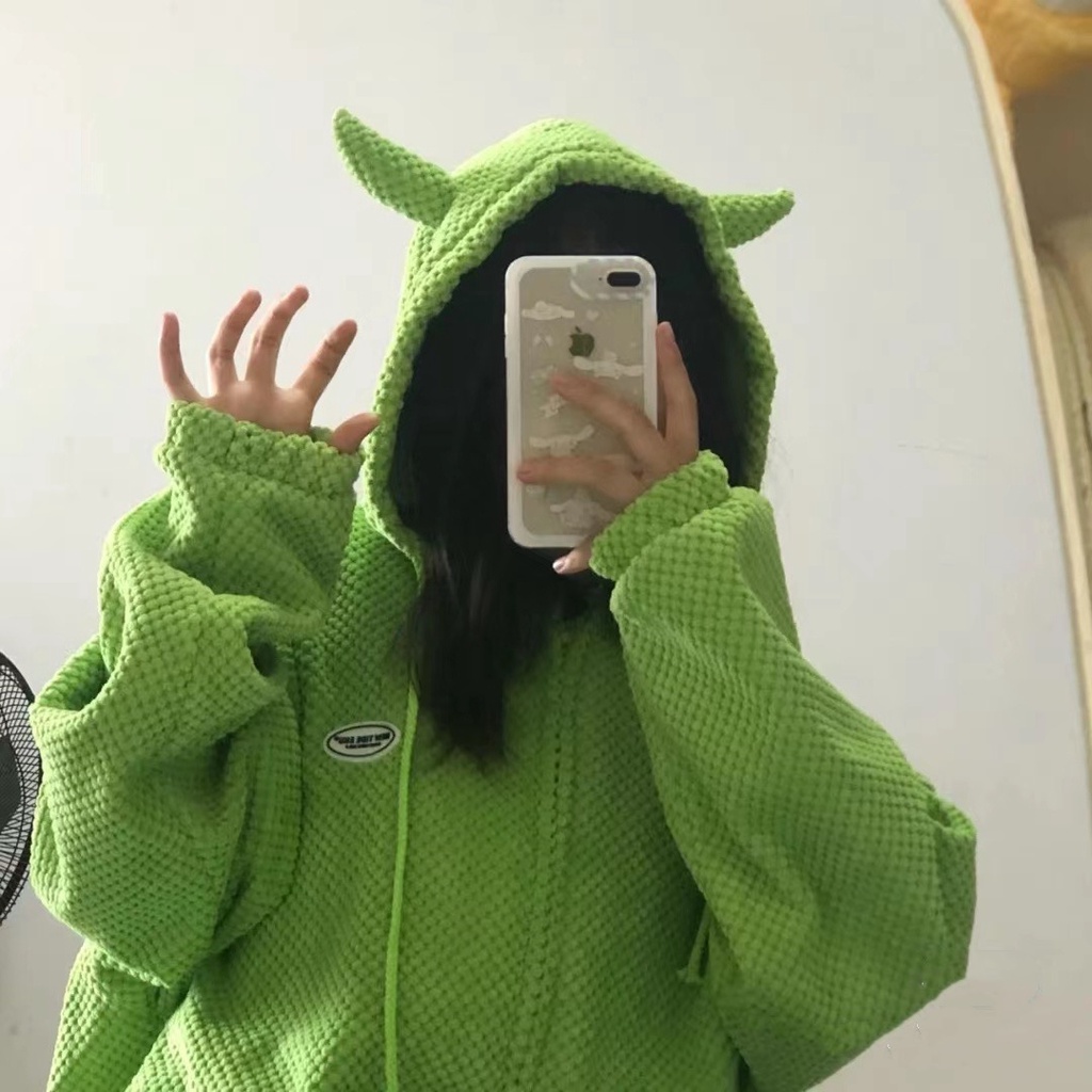 Áo Hoodie Tay Dài Dáng Rộng Phong Cách Preppy Thời Trang Xuân Thu