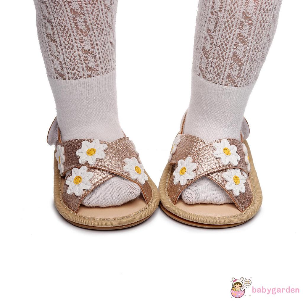 Babygarden-giày Đế Phẳng Chống Trượt Họa Tiết Hoa Thêu Đế Mềm Màu Trắng / Vàng / Hồng Cho Bé Gái