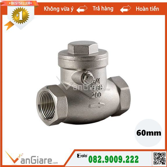 Van nước 1 chiều lá lật inox ren 60mm