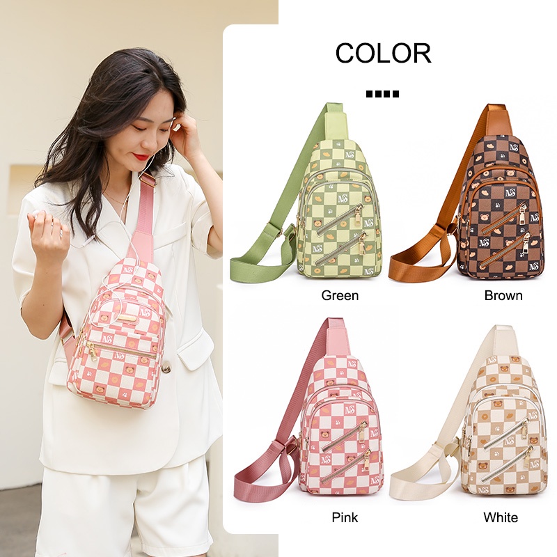 Túi Đeo Chéo Ngực Đựng Điện Thoại In Họa Tiết Gấu Ngọt Ngào Hợp Thời Trang Cho Nữ