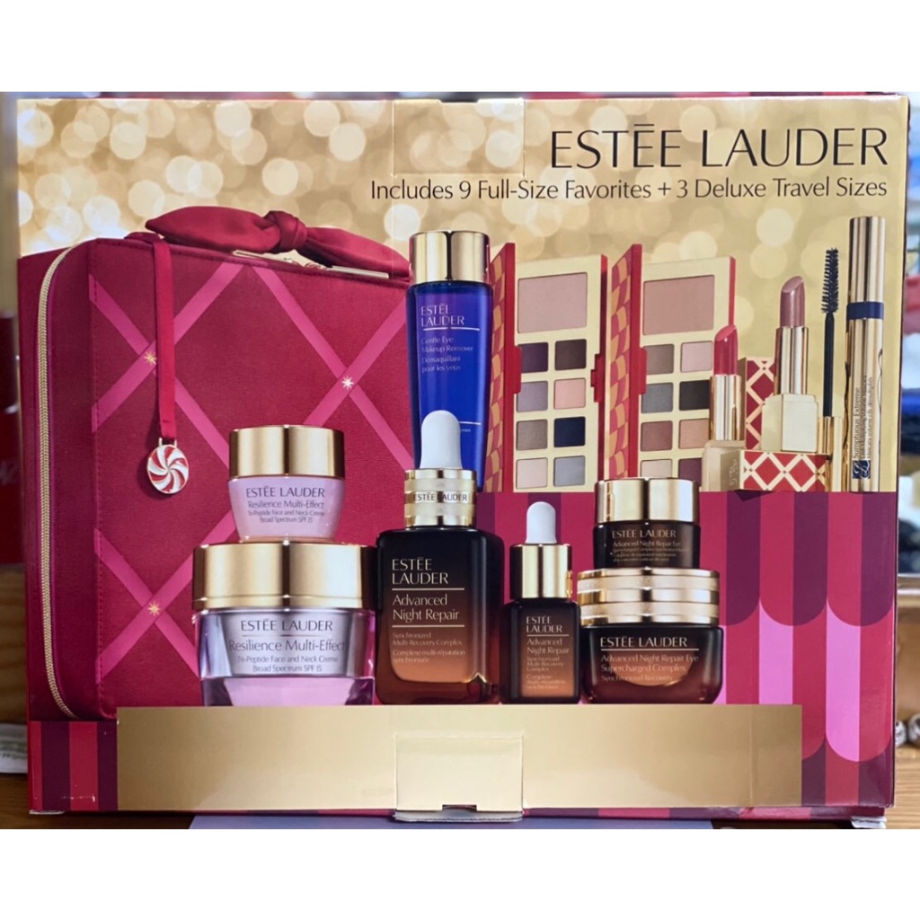 Set dưỡng da và trang điểm Estee Lauder - Mỹ ( Gồm 9 món fullsize + tặng kèm 3 món mini size + vali đỏ)