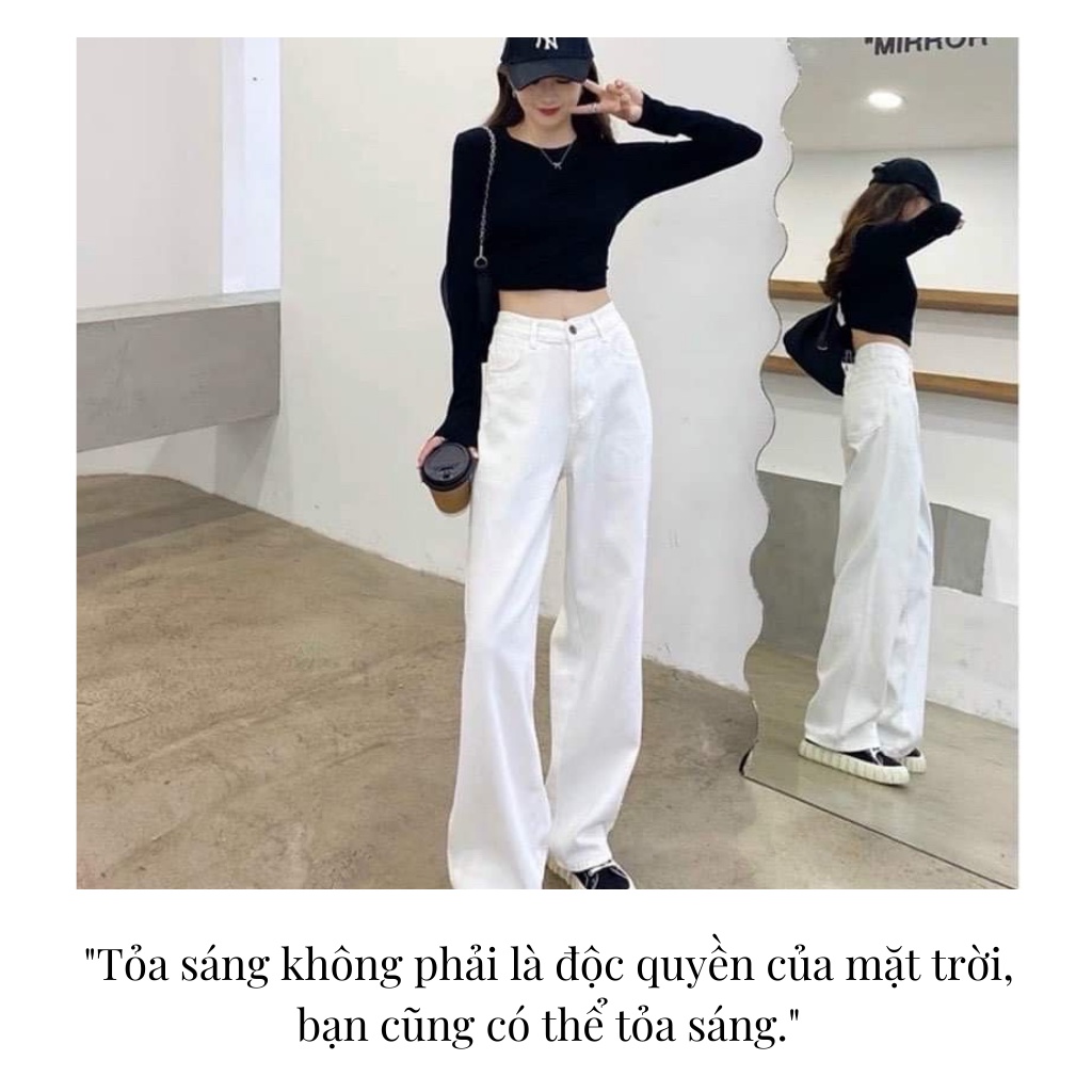 Quần jean đi học EMIX (3 màu), ulzzang, dáng dài, cạp cao, ống suông rộng, có đai, túi, chất jean mềm nhẹ 240 | BigBuy360 - bigbuy360.vn