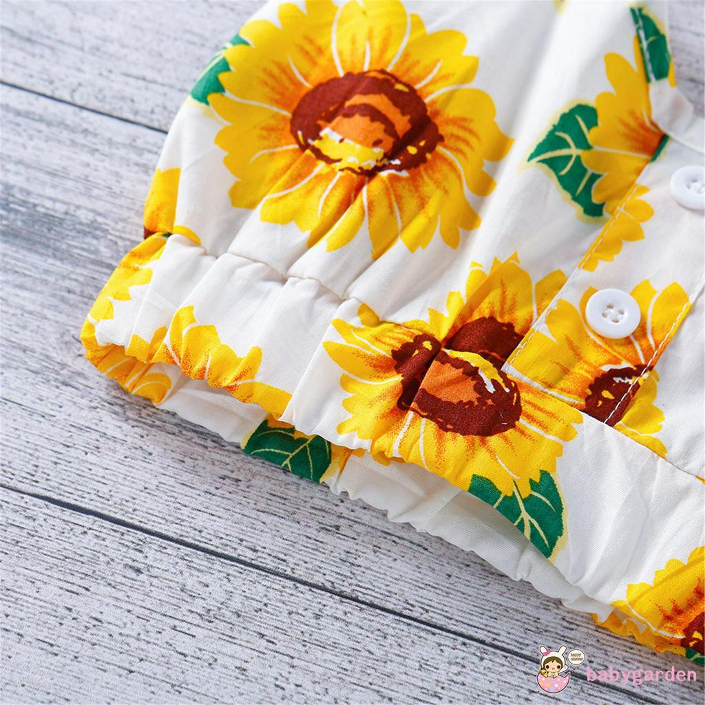 Áo Hoa Hướng Dương + Váy Dây Cho Bé Gái