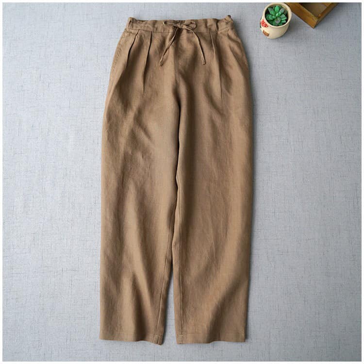 Quần Nữ Ống Rộng Dáng Dài Chất Liệu Linen Mặc Thoáng Mát Thoải Mái