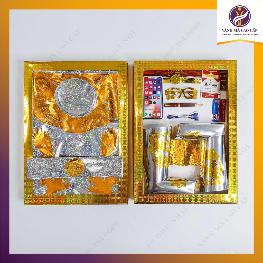 Bộ Quần Áo Thờ Cúng Khấn Xin Ông Mãnh Ông Hoàng, đóng hộp kèm Hài và đầy đủ Phụ kiện - VM40