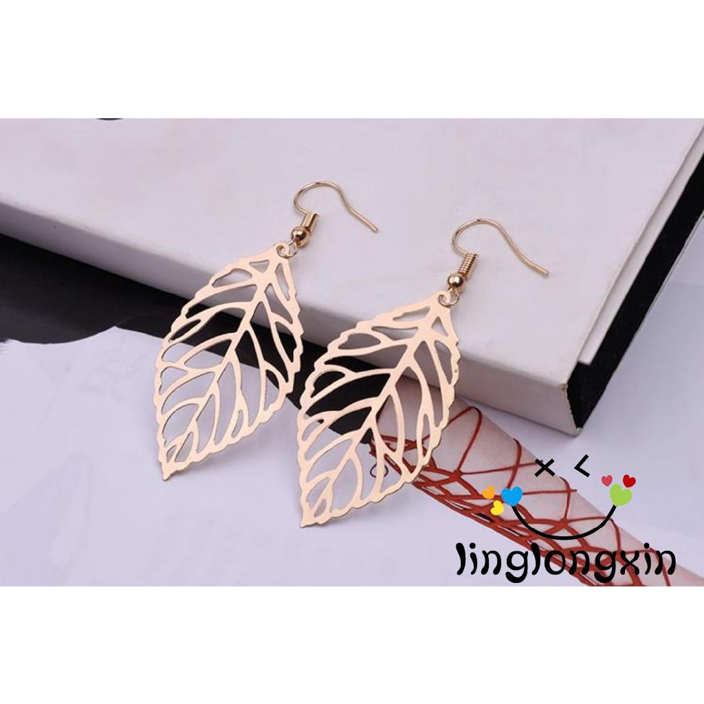 Khuyên Tai Kim Loại Hình Chiếc Lá Thời Trang Cho Nữ 1-8 Tuổi