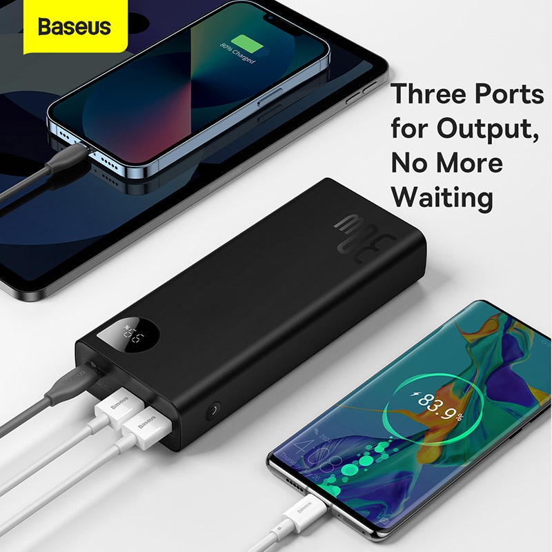 Sạc dự phòng baseus 30W tích hợp sạc nhanh 2 chiều dung lượng pin 20000mah chất liệu vỏ làm bằng kim loại