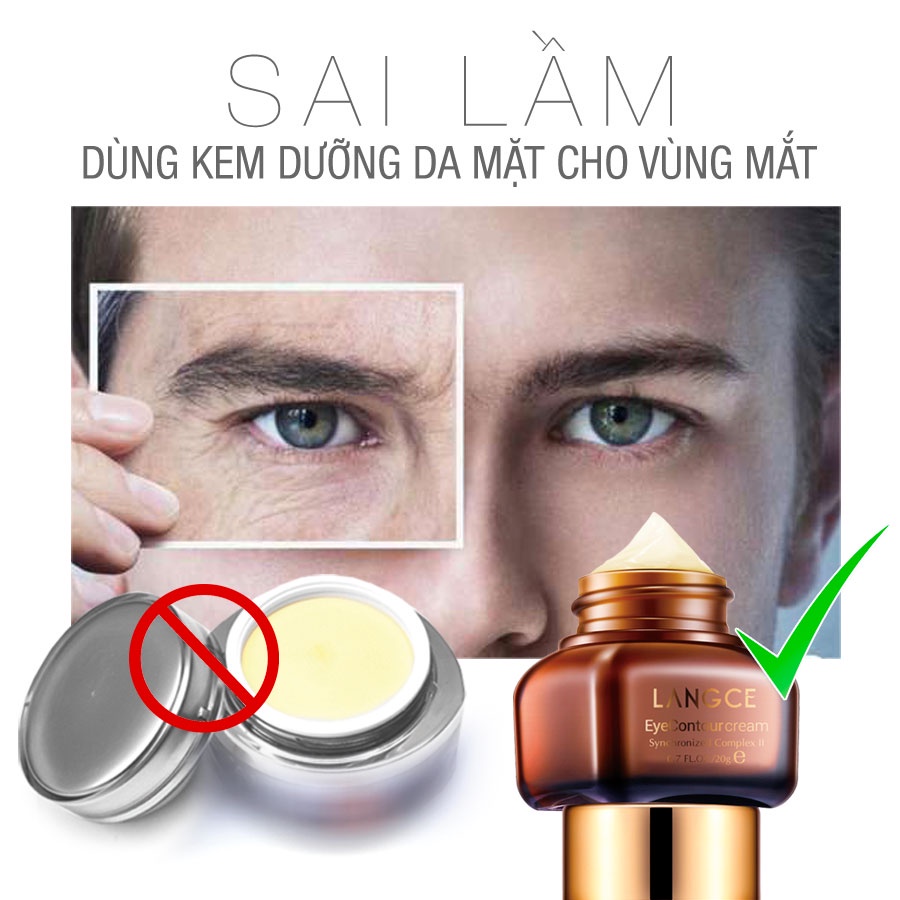 KEM DƯỠNG DA VÙNG MẮT NGĂN NGỪA MỤN THỊT - CHỐNG THÂM - NHĂN - BỌNG MẮT 20ML LANGCE dành cho NAM