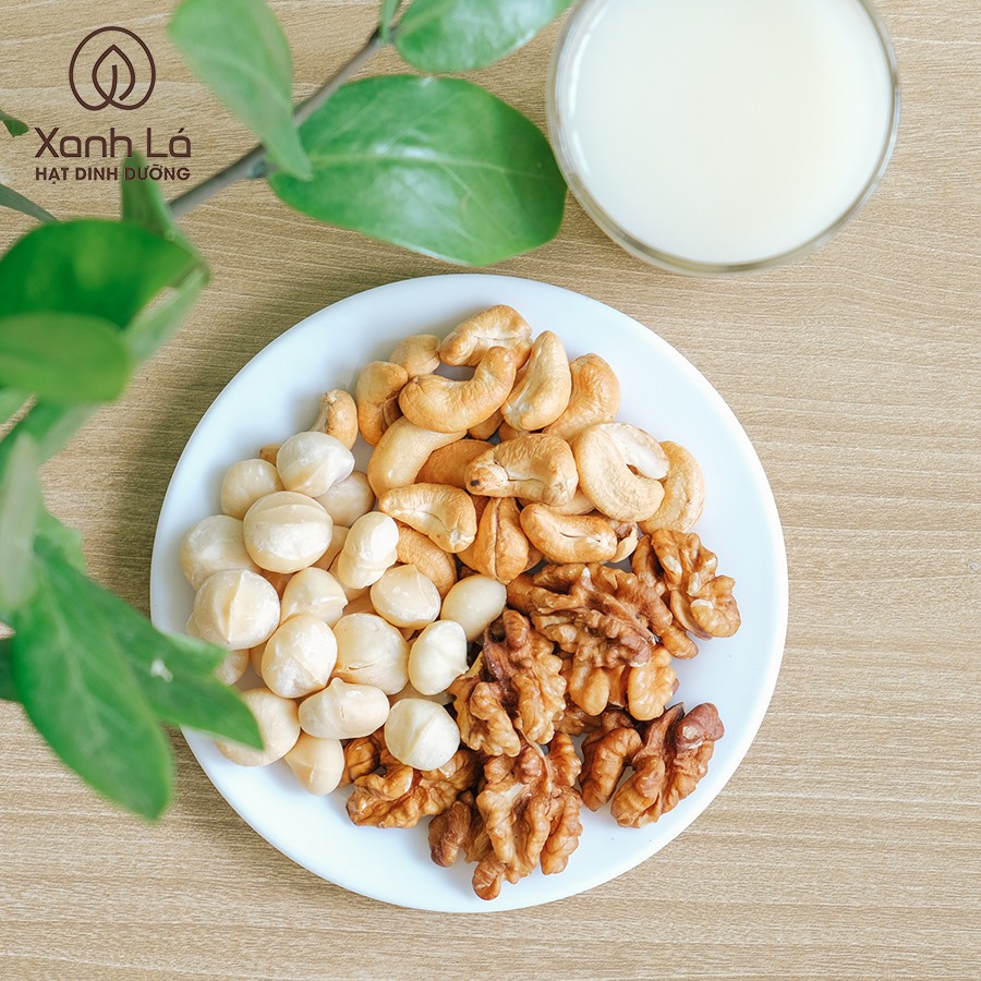 Hạt Dinh Dưỡng Mix 3 Siêu Hạt 500G (macca, óc chó, hạt điều) Xanh Lá thượng hạng, cam kết chất lượng loại A