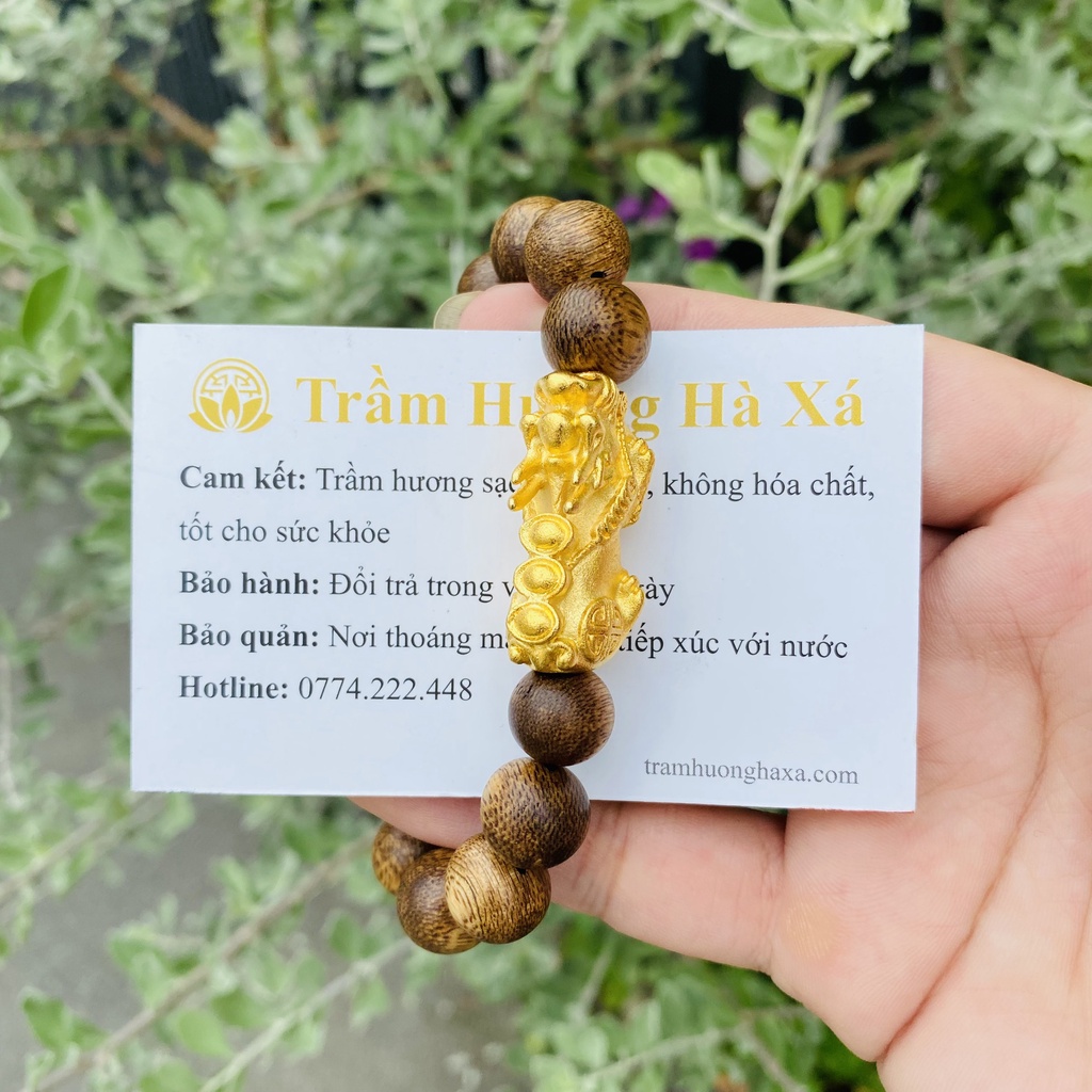 [Mã BMBAU50 giảm 7% đơn 99K] Vòng tay tỳ hưu nam tay to phong thủy Trầm Hương Hà Xá 12li bình an và tài lộc