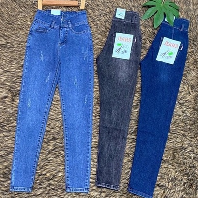 Quần jean nữ dài skinny cào lưng cao 3 nút từ 43kg đến 54kg, chất co giãn thoải mái - Xưởng sỉ Cô Ba