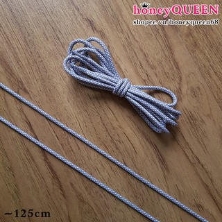 Dây giày tròn xám vằn trắng ~125cm