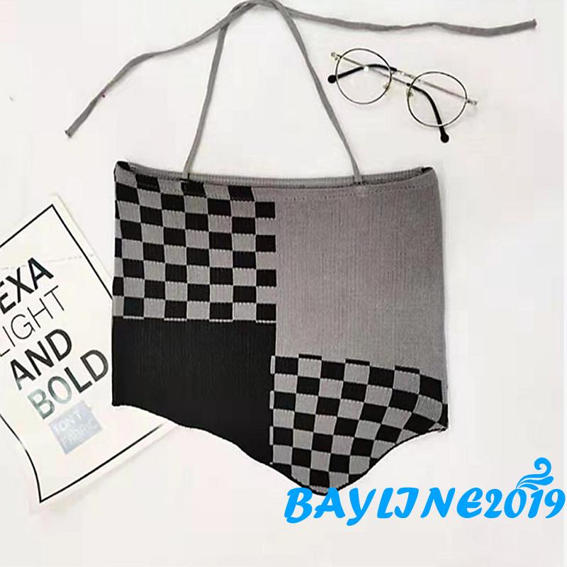 Áo croptop 2 dây kẻ sọc caro thời trang xuân hè quyến rũ cho nữ