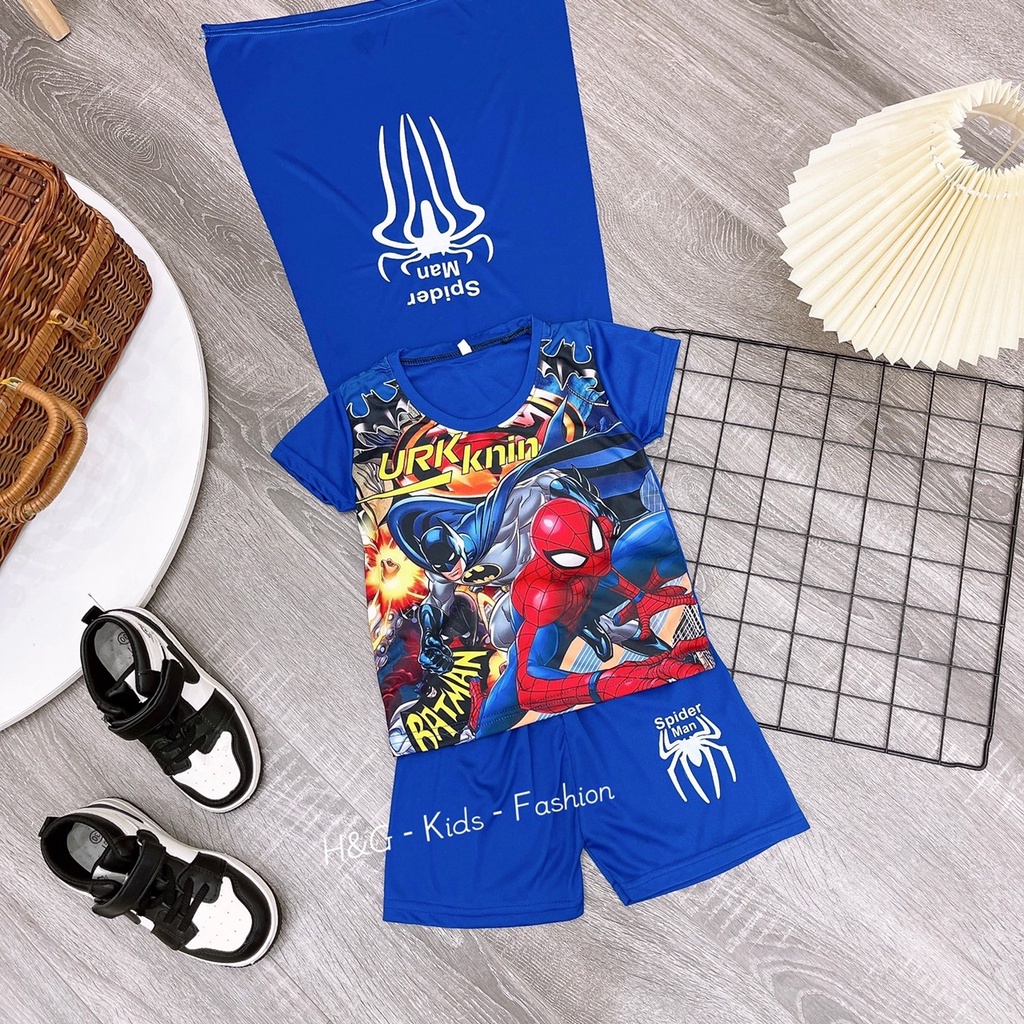 Bộ quần áo siêu nhân bé trai, bộ siêu nhân nhện cho bé 8-18kg Tunkid chất thun 3D mềm mịn