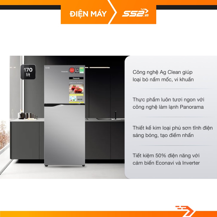 Tủ lạnh Panasonic Inverter 170 lít NR-BA190PPVN - Bảo Hành Chính Hãng