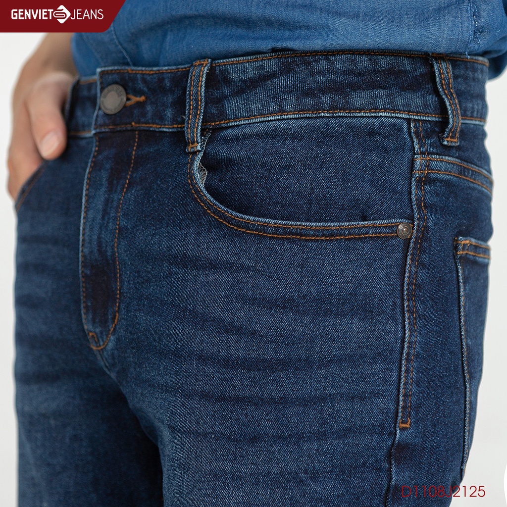 Quần Jeans Nam Genviet Trơn Chất Bò Mềm Cao Cấp Basic Dáng Đứng Không Phai D1108J2125