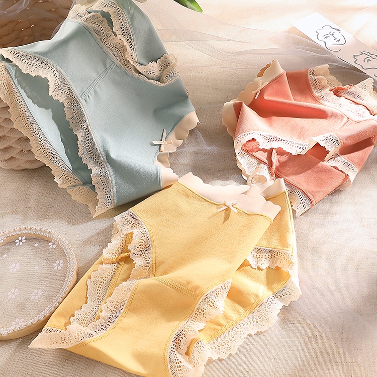 Quần lót AOWEINISI phối ren thoáng khí kháng khuẩn chất lượng cao thời trang dành cho nữ