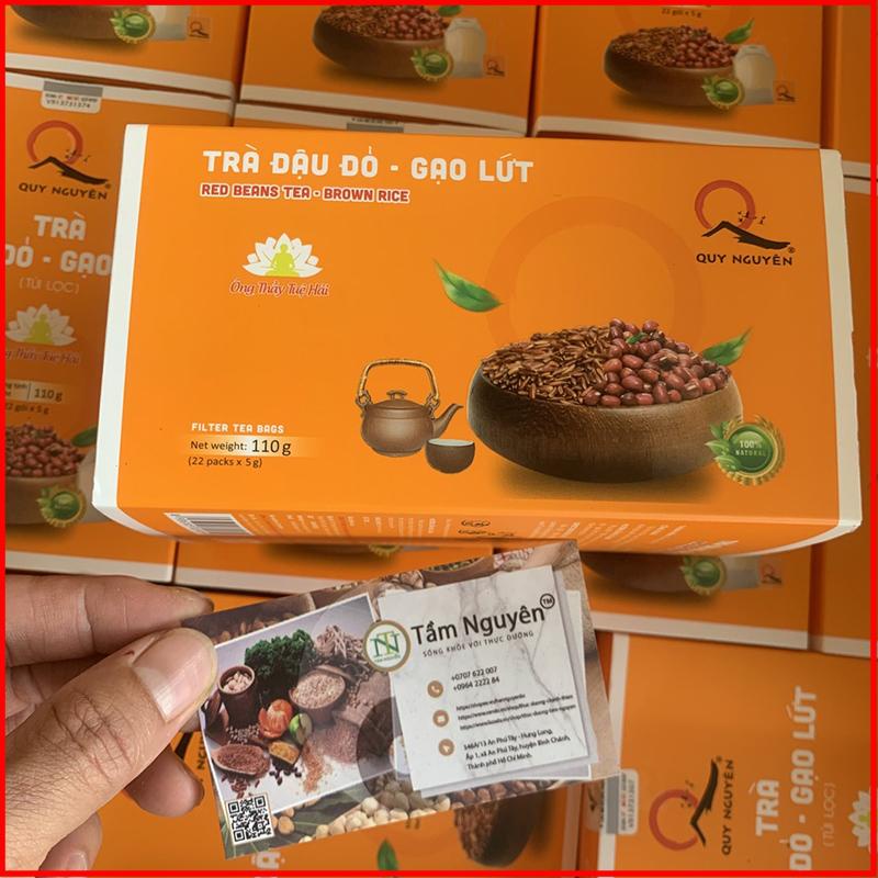 Trà đậu đỏ gạo lứt Quy Nguyên Thầy Tuệ Hải Chùa Long Hương Hộp 22 túi lọc