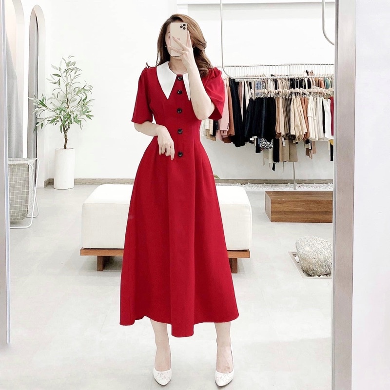 Đầm xoè dự tiệc cổ trắng
