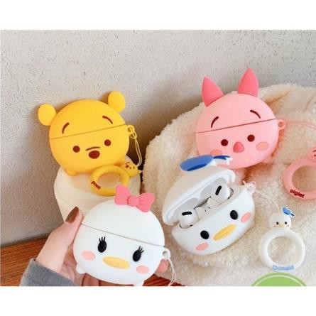 Case Airpod 1 2- Vỏ bao bọc Heo piglet và Vịt Nơ hồng Cover đựng tai nghe không dây Airpods tặng kèm móc treo