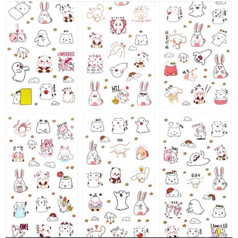 Bộ 6 sticker mẫu động vật