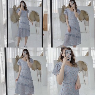 Đầm Xinh MIMI DRESS form dài tôn dáng hoạ tiết hoa nhí thiết kế xếp tầng eo sau lưng phối chun co giãn