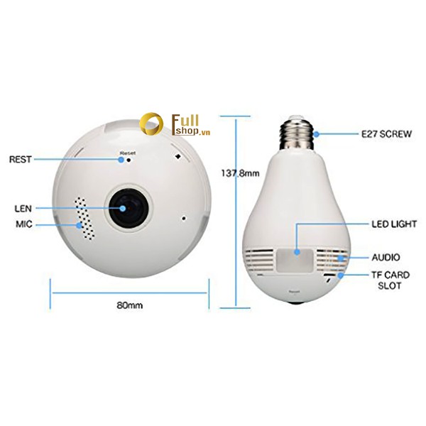 Camera IP WIFI VR360 HÌNH ANH 960P HỖ TRỢ THẺ NHỚ 64G