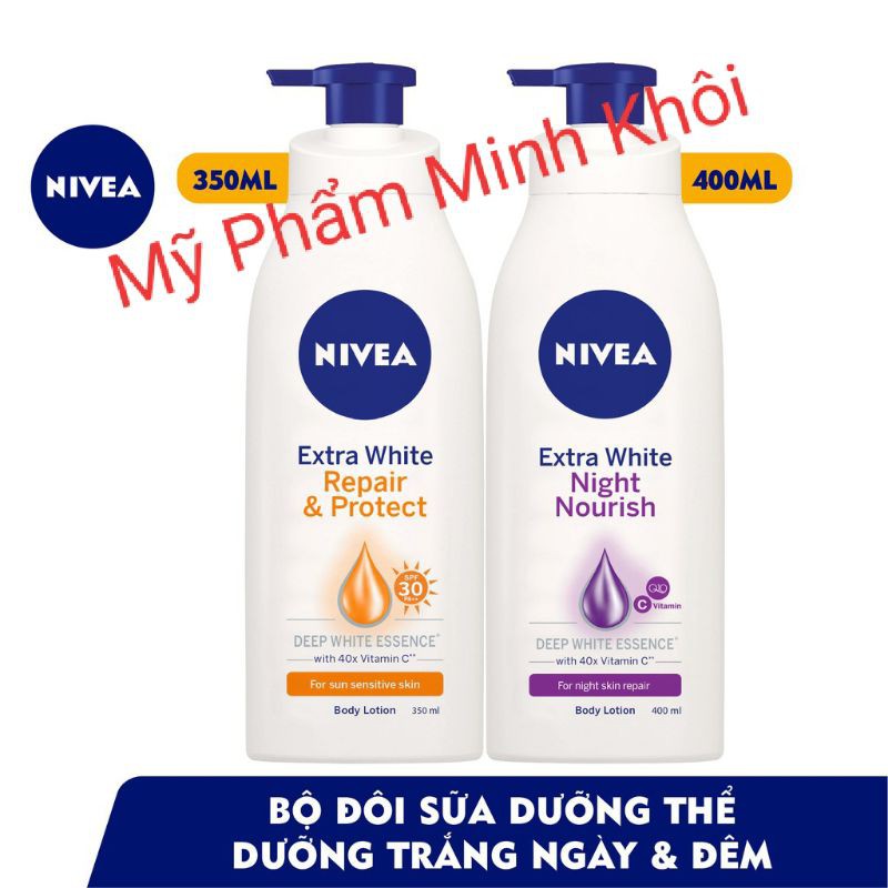 Bộ đôi sữa dưỡng thể trắng da Nivea Ngày và Đêm