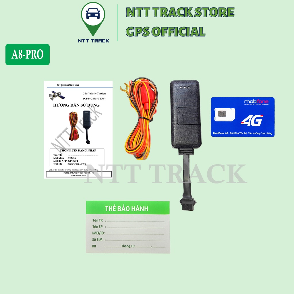 Định vị xe máy cao cấp tích hợp pin dự phòng NTT Track A8