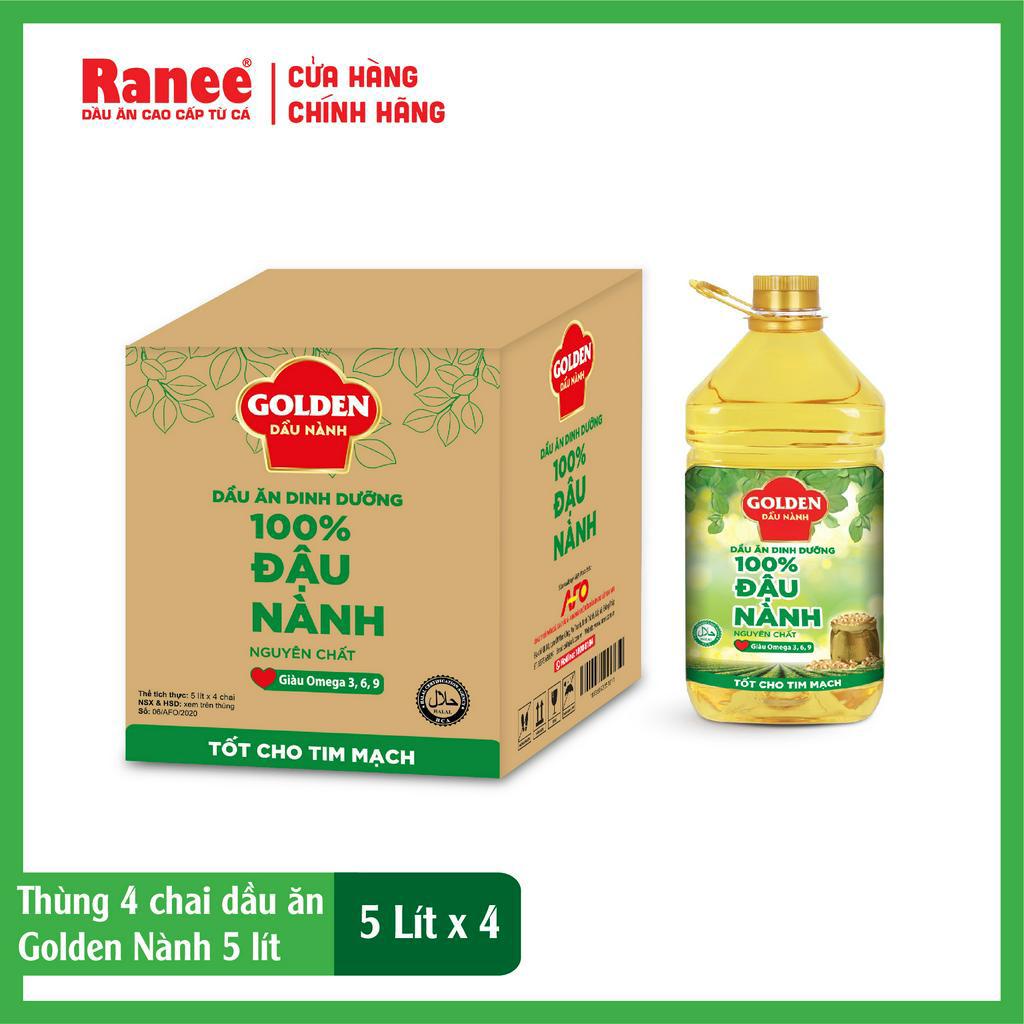 Thùng dầu Đậu Nành cao cấp Golden 5 lít (5 lít/chai x 4 chai)