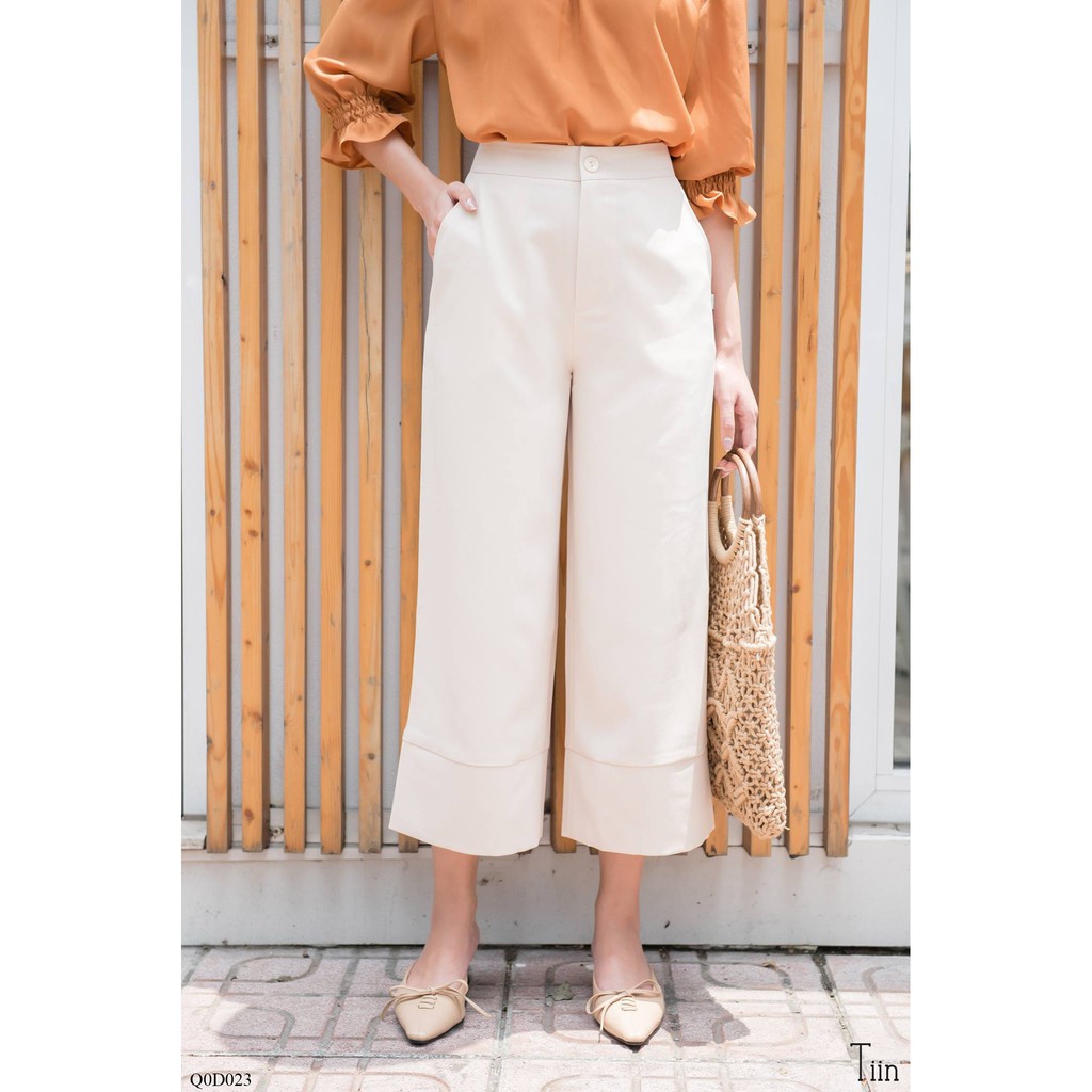 Quần ống rộng đáp gấu TIIN STORE Q0D023