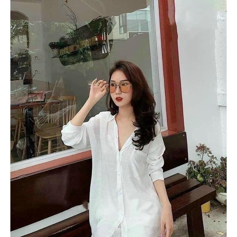 Áo Sơ Mi Nữ GU Màu Trắng Basic Form Rộng Dáng Suông Tay Dài Thời Trang Kiểu Công Sở Tanii Clothing