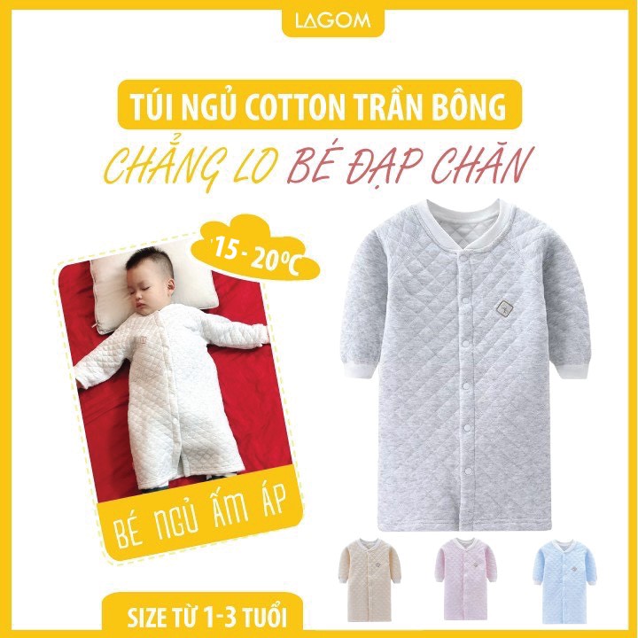 Túi Ngủ Cho Bé Cotton Trần Bông Ấm Áp, Dạng Áo (Video + Ảnh Thật)