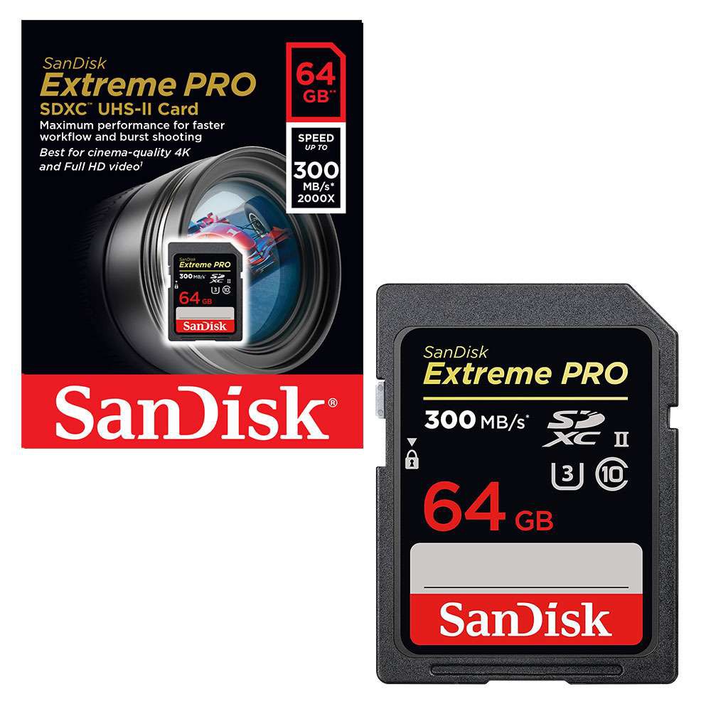 Thẻ nhớ Máy Ảnh SDXC Sandisk Extreme Pro UHS-II U3 2000x 64GB 300MB/s (Đen)