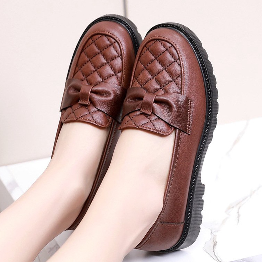 Giày lười nữ chất liệu da vải slip on kiểu mọi đế cao màu trắng độn đế bảo hành 1 năm GD38 TIMAN