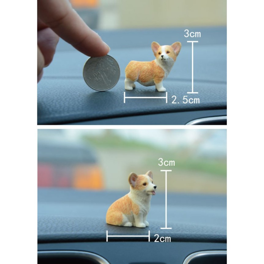 [ Rẻ vô địch ] Tượng chó mini corgi trang trí taplo ô tô, xe hơi, bàn làm việc