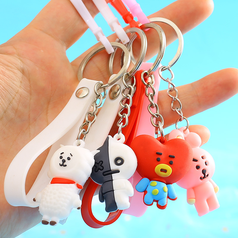 Móc khóa gắn mặt hình các thành viên nhóm bts bt21 tata cooky koya rj thời trang