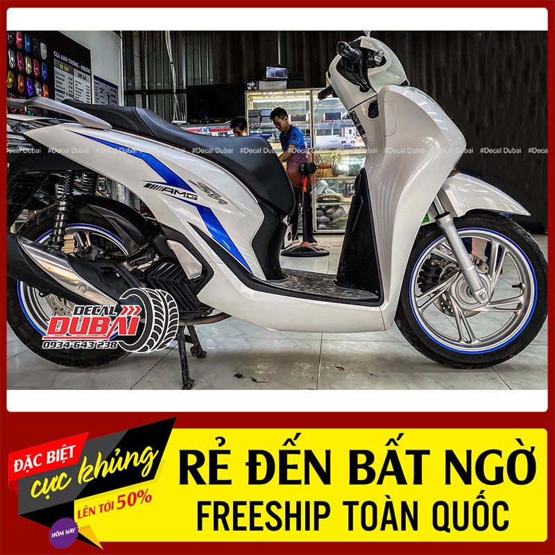 Tem Rời Xe SH AMG Viền Xanh Thể Thao Mẫu Mới