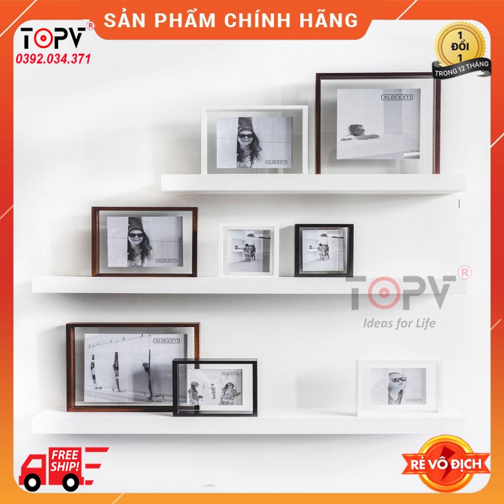 Kệ gỗ treo tường decor TopV giá trang trí bằng thanh gỗ ngang gắn tường mini phòng khách phòng ngủ TopVHCM