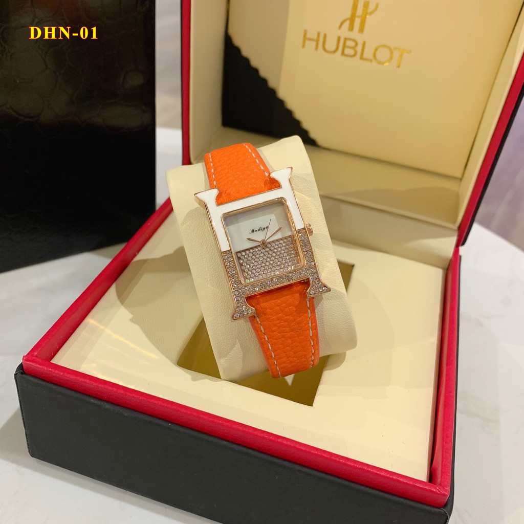 Đồng Hồ Nữ Mặt Vuông Đính Đá HZ Dây Da Tặng Lắc Tay Nữ DHN01 htshop | BigBuy360 - bigbuy360.vn