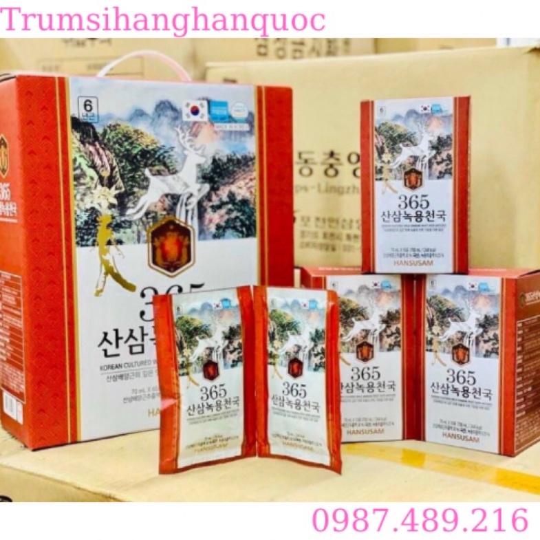 Nước Hồng Sâm Nhung Hươu Núi 365 Hansusam Hàn Quốc, 60 gói x50ml [ Hàng Mới Về ]
