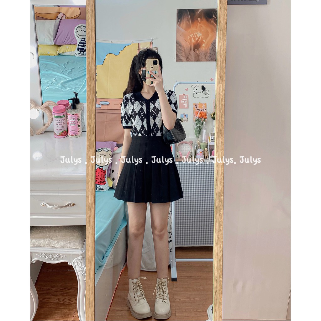 ÁO CROPTOP HOẠ TIẾT CARO QUẢ TRÁM (ảnh shop chụp kèm video) | BigBuy360 - bigbuy360.vn