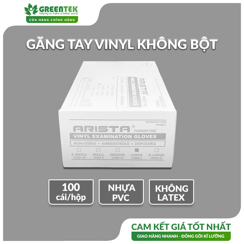 Găng Tay Vinyl Không Bột Arista Dùng Trong Thực Phẩm, Vệ Sinh  - 100 Chiếc/Hộp