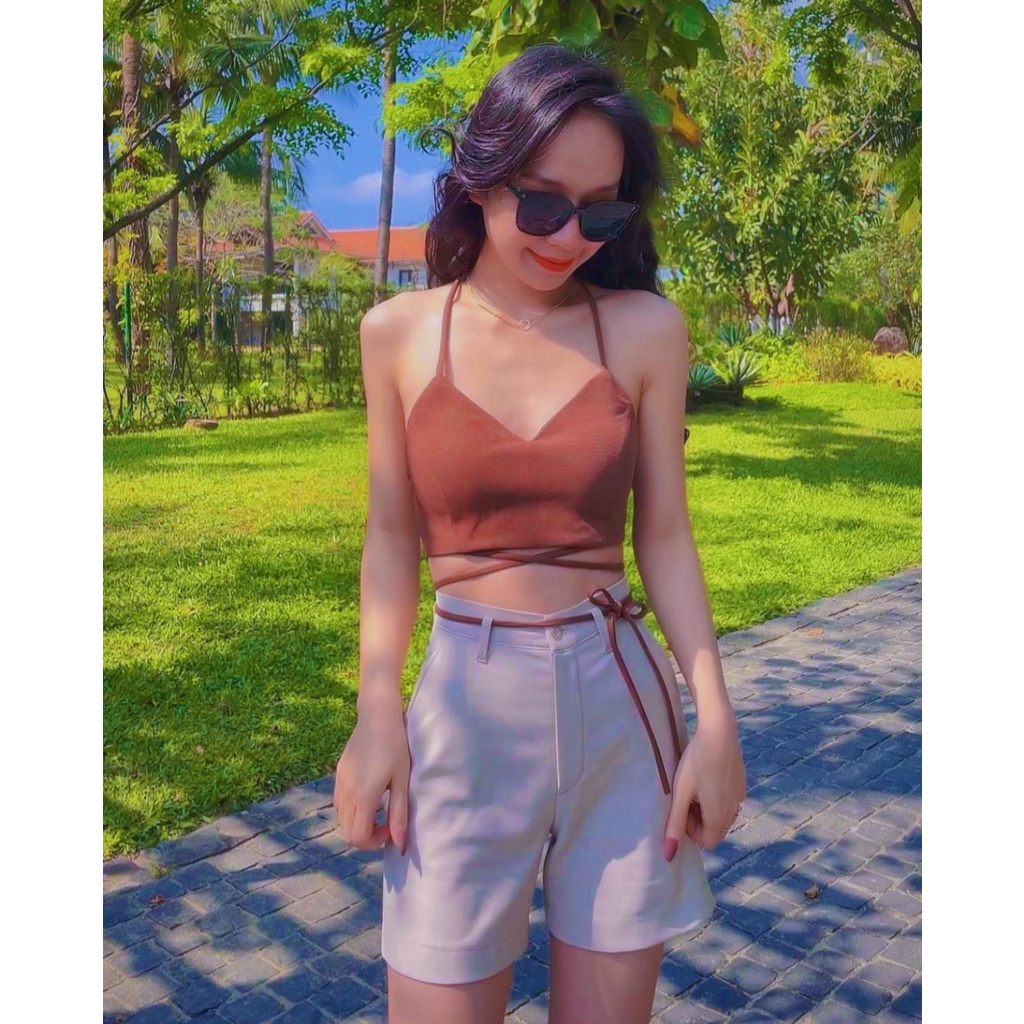 Áo croptop Mimoseclothing đi biển phong cách mùa hè