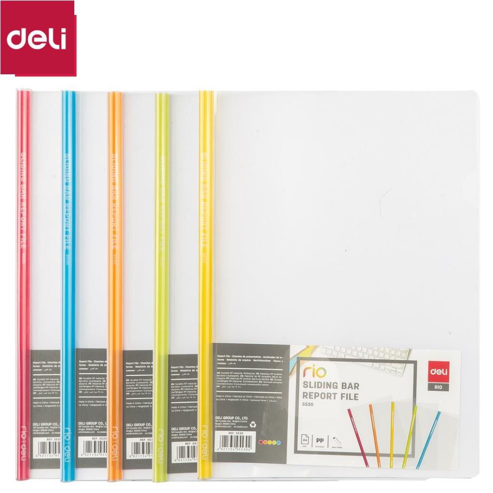 File rút gáy A4 10mm Deli, Xanh dương/Xanh lá/Đỏ/Vàng - 2 chiếc - E5530 [Deli]