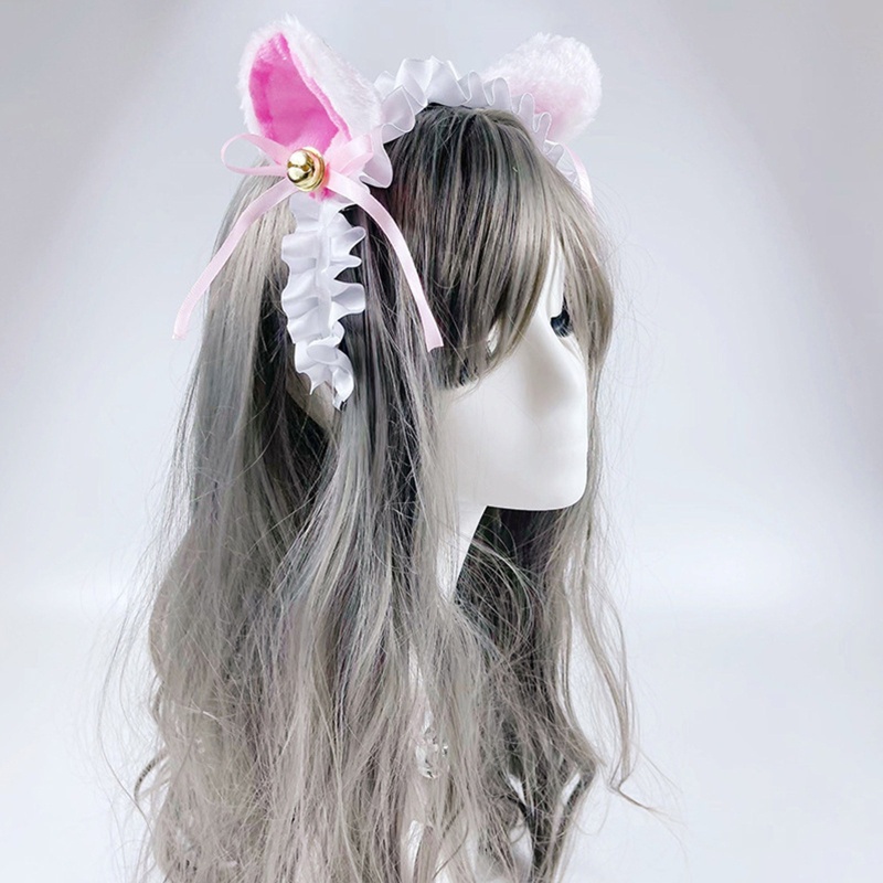 Băng Đô Tai Mèo Màu Trắng Đen Đơn Giản Ngọt Ngào Cho Nữ