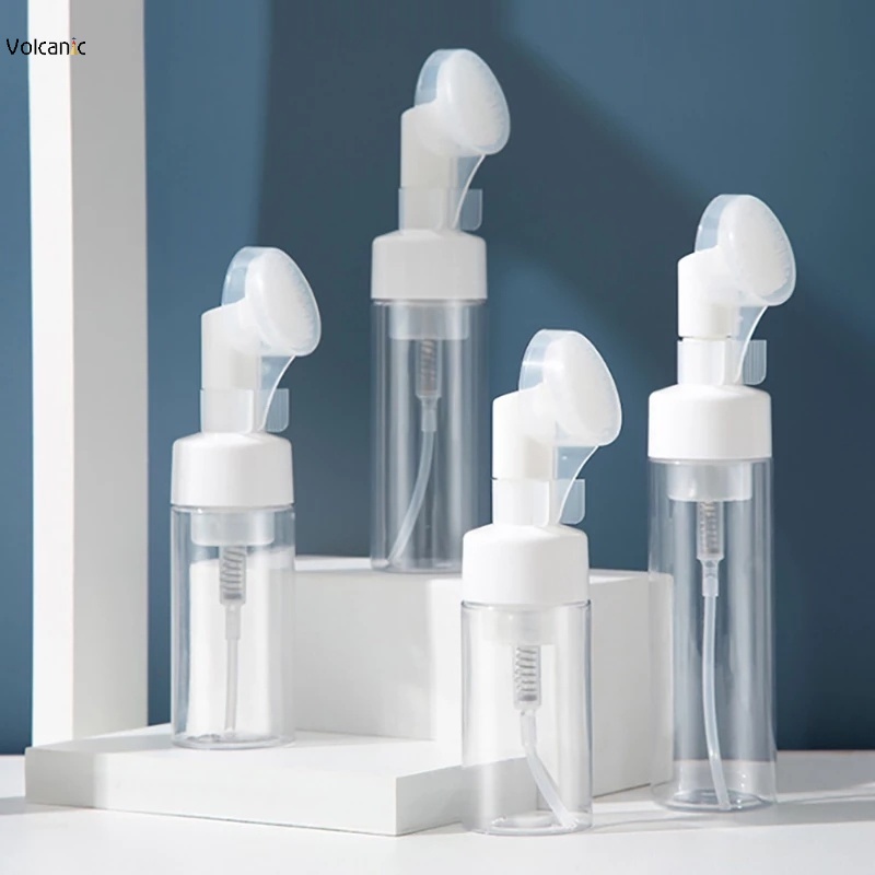 1 Chai Nhựa Rỗng 4 Kích Thước Đầu Cọ Silicone Dùng Tạo Bọt Rửa Mặt