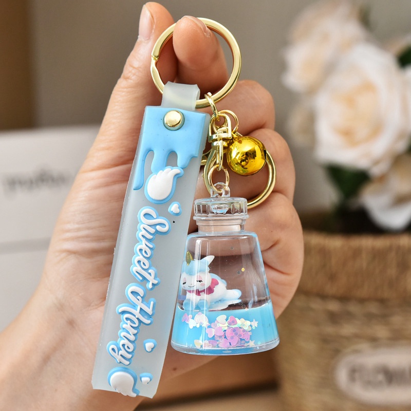Móc khóa hình kỳ lân phối cát chảy lấp lánh
