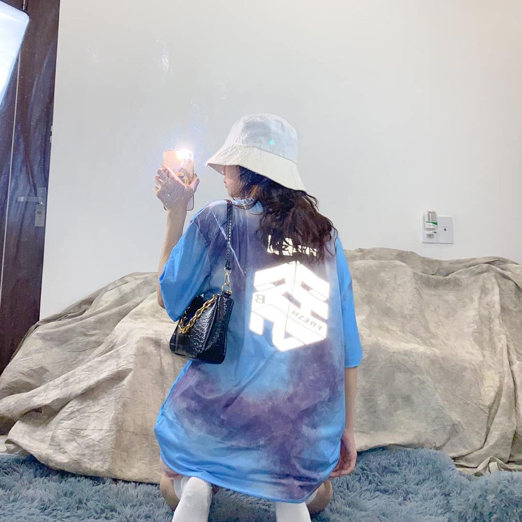 Áo thun tay ngắn phản quang unisex, áo phông tay lỡ nam nữ không phai màu, 65% cotton, free size 40-75kg-yumi47store | BigBuy360 - bigbuy360.vn